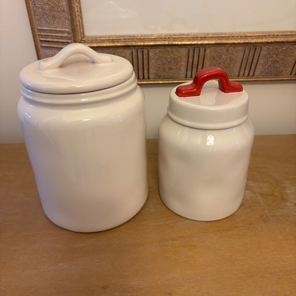 Rae Dunn Valentine XOXO White Canister with Lid and Heart Canister with Lid - Picture 2 of 3